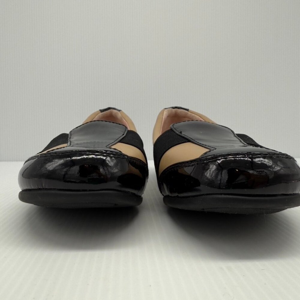 Taryn Rose Traveler Taurus Tan & Black Patent Leather Flat Slip On Loafers 7M - Picture 2 of 9